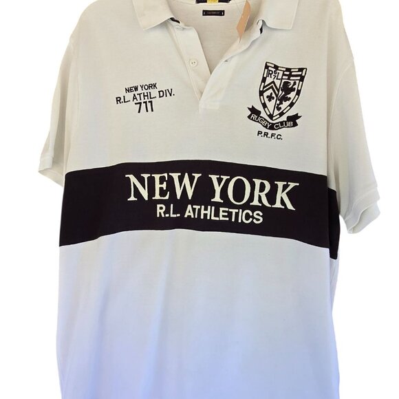 Polo Ralph Lauren Mens XL White Rugby Polo Shirt New York R.L. Athletics Custom - Picture 1 of 6